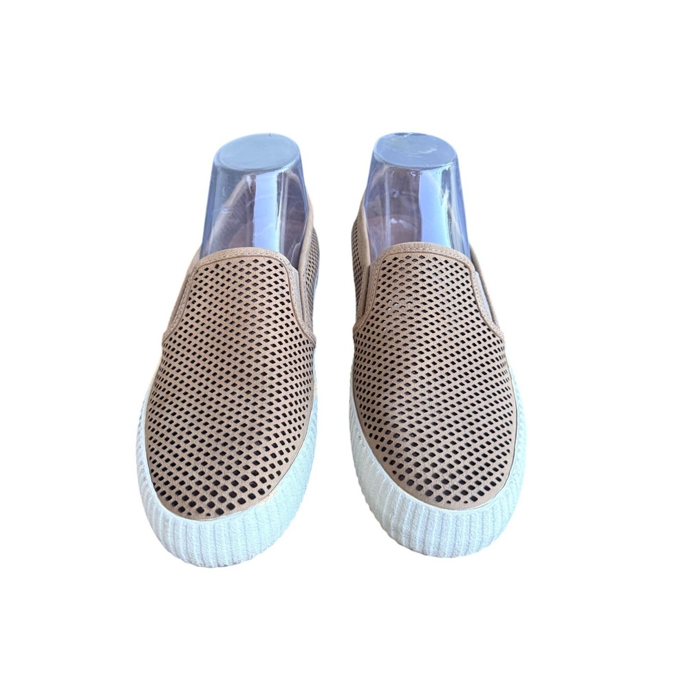 Frye‎ Perforated Leather Slip On Sneakers Taupe Gray Women's Size 7.5 Casual